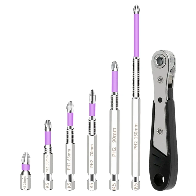 Set punte per cacciavite a croce con impatto antiscivolo cromato a coppia elevata, teste trapano magnetiche adatte per