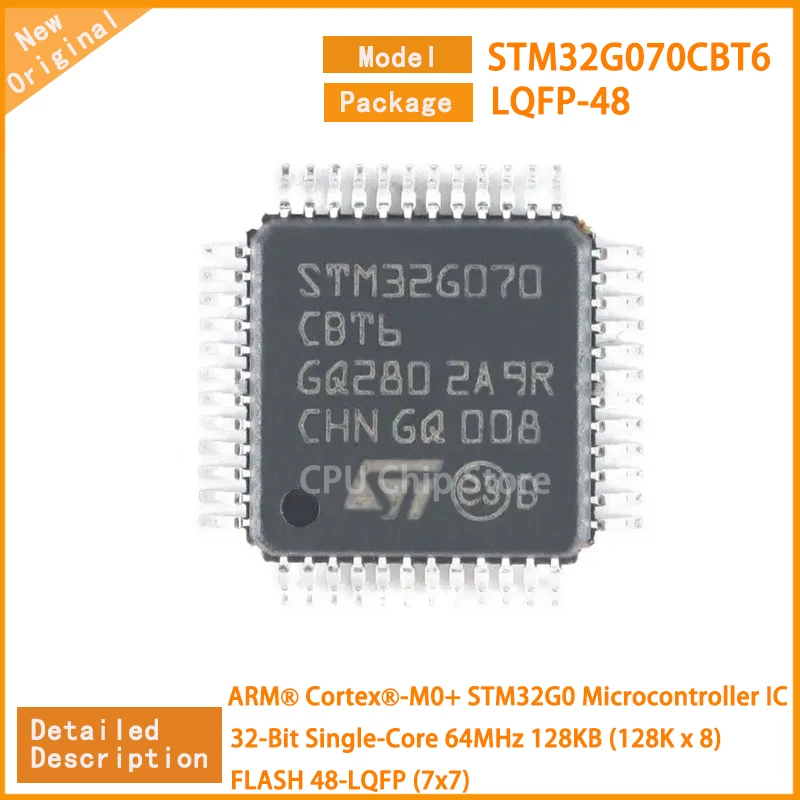 5Pcs/Lot  New Original  STM32G070CBT6 STM32G070  Microcontroller IC 32-Bit Single-Core 64MHz 128KB (128K x 8) FLASH 48-LQFP