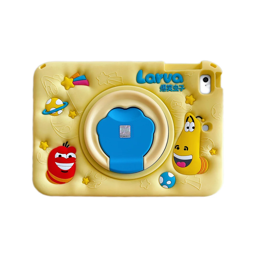 

Silicone Shockproof iPad Case with Pen Slot Stand Crossbody Strap Cartoon Design 2025 New for iPad Models Kids Friendly Cover