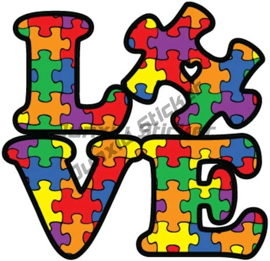 Love Autism Awareness Emblem Color Puzzle Creative PVC Sticker for Decorate Motorcycle Van Wall Room Bicycle Decal Accessories view 2