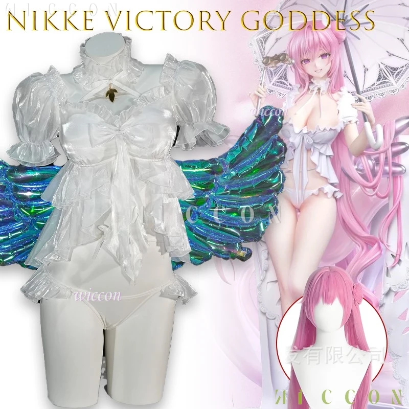Fantasia Halloween ANIKKE Dorothy Victory Goddess Swimwear Cosplay Costume Anime Character Outfit Summer White Swimsuit Disfraz