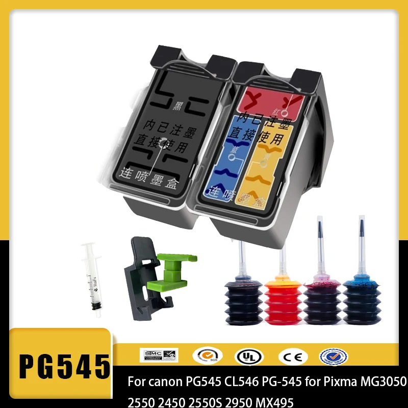 

pg545 cl546 Ink Cartridge PG545 CL546 Refill Ink kit Replacement for Canon Pixma IP2800 MG2555s MG2900 MG2940 MG2950 MX494 MX495