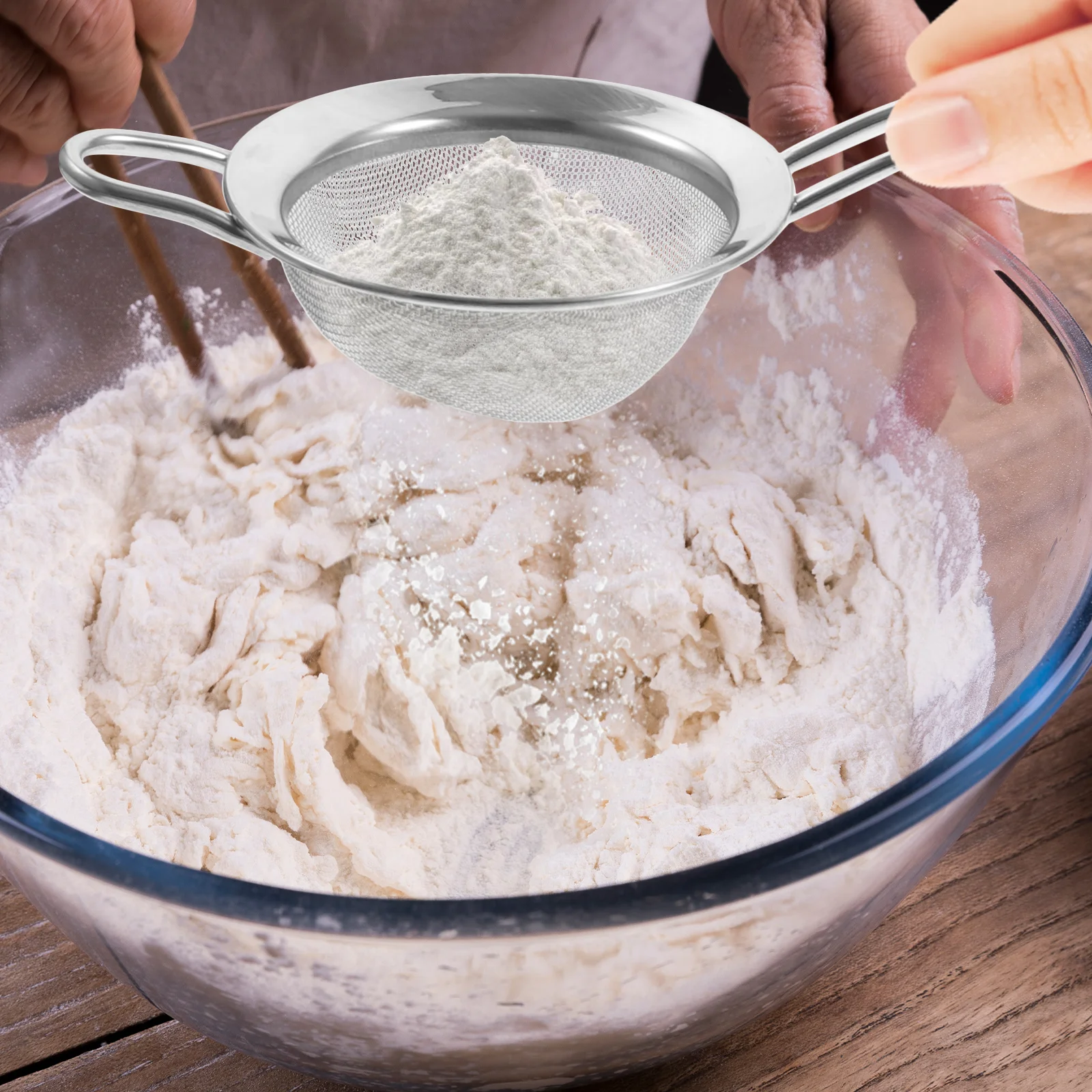 

Сито с мелкой сеткой из нержавеющей стали, многофункциональное бытовое сито для муки, эффективный удобный кухонный аксессуар для просеивания какао