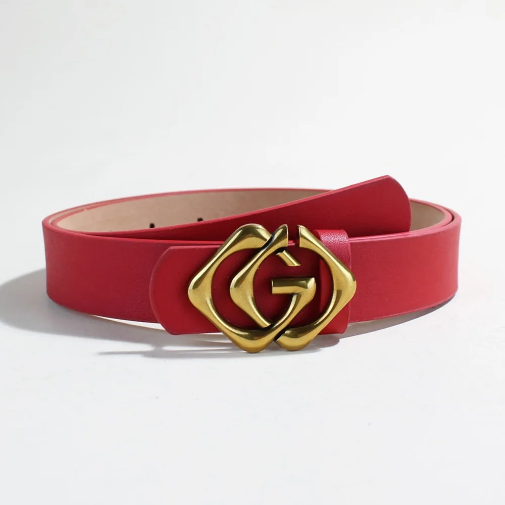 Gg موضة جلد البقر حزام جلد حقيقي للنساء الفاخرة مصمم للجنسين حزام رجالي أنيق حزام الإناث الجينز زنار