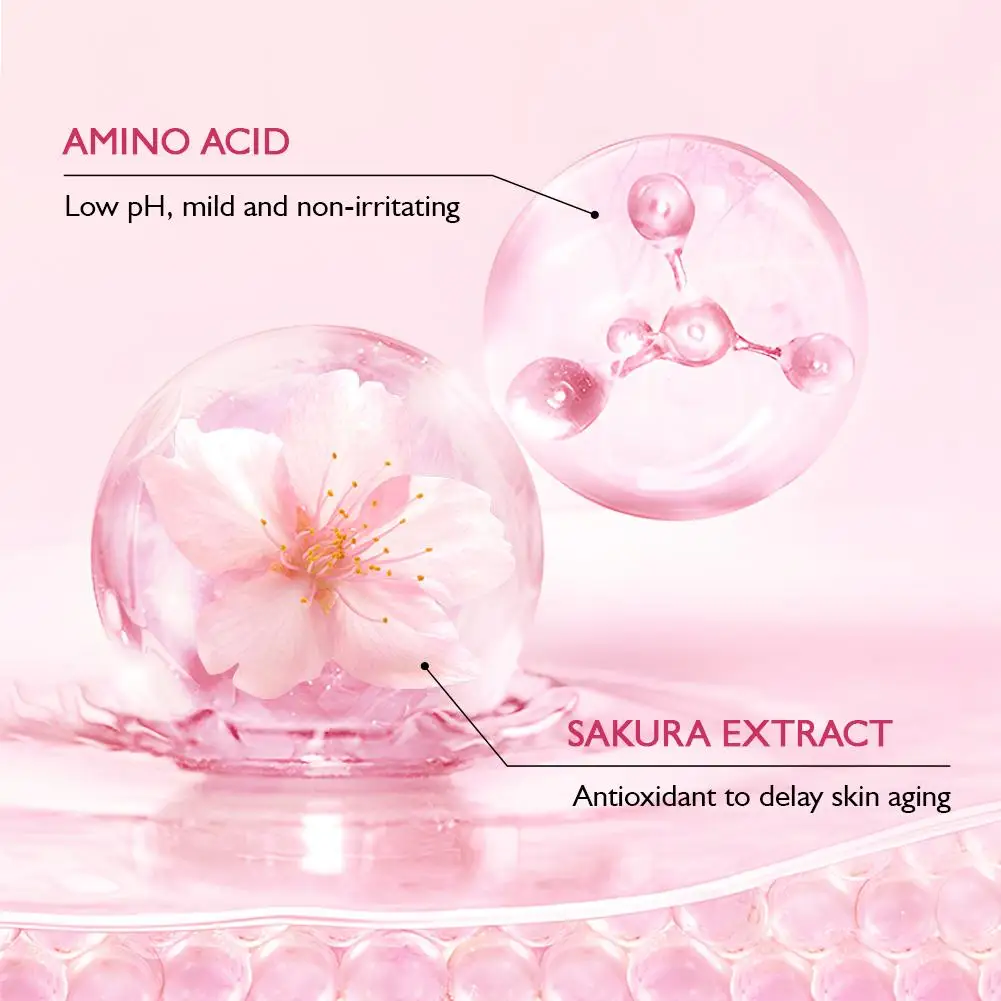 Natural Sakura Facial Cleanser Foam Moisturizing Deep Remove Cleansing Acne Milk Oil Control Exfoliating Shrink Pores Skincare