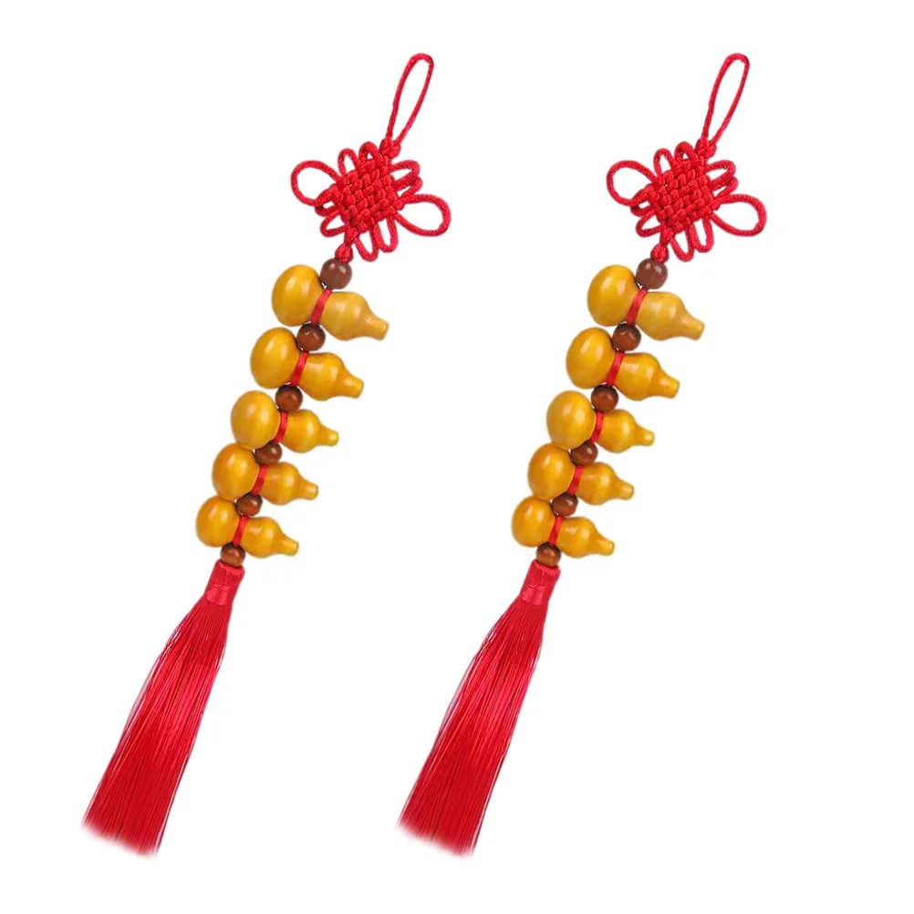 

2Pcs Premium Wooden New Year Pendant Spring Festival Decor Red Knot Home Decoration Reunion Spring Festival Decor