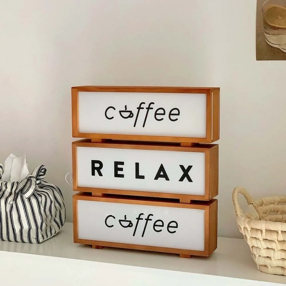 

USB Wooden Acrylic Night Light Glowing Effect Light Walnut Color Desktop Ornament Lamp Wood Acrylic Plastic