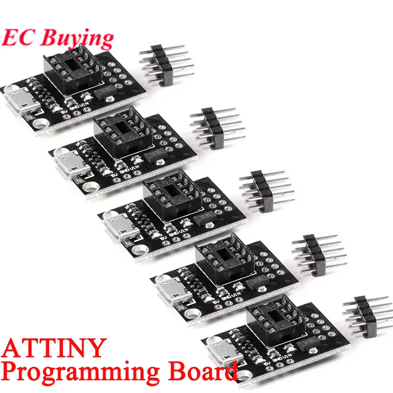 5Pcs/1pc ATTINY Development Programmer Board Module For ATtiny13A/ATtiny25/ATtiny45/ATtiny85 Programming Editor Micro Usb DIP-8