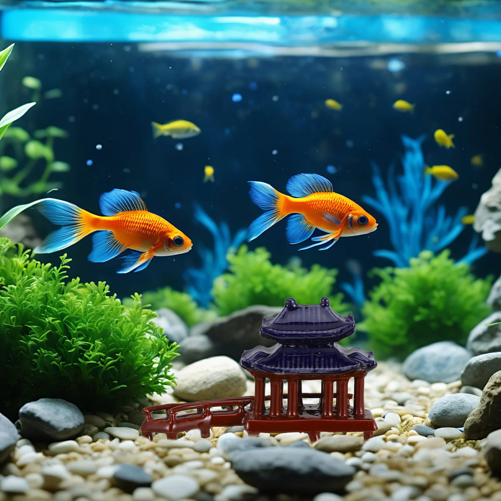 

Mini Ceramic Curved Bridge Pavilion Ornament Bonsai Decoration Micro Landscape Fish Tank Landscaping Aquarium Decoration