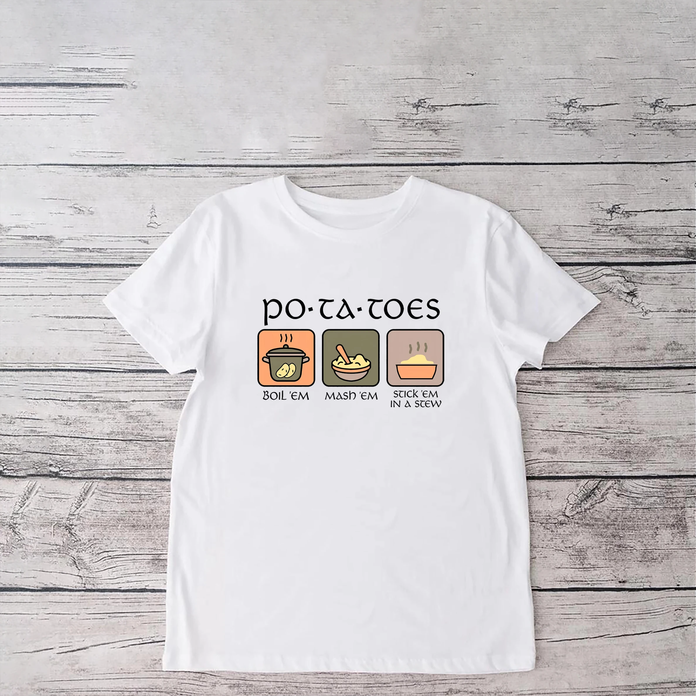 Potatoes Boil Em Mash Em Stick Em in a Stew Lord of the Rings shirt Cutter Machine Lotr Taters Shirt Hobbit Shirt Bookish merch