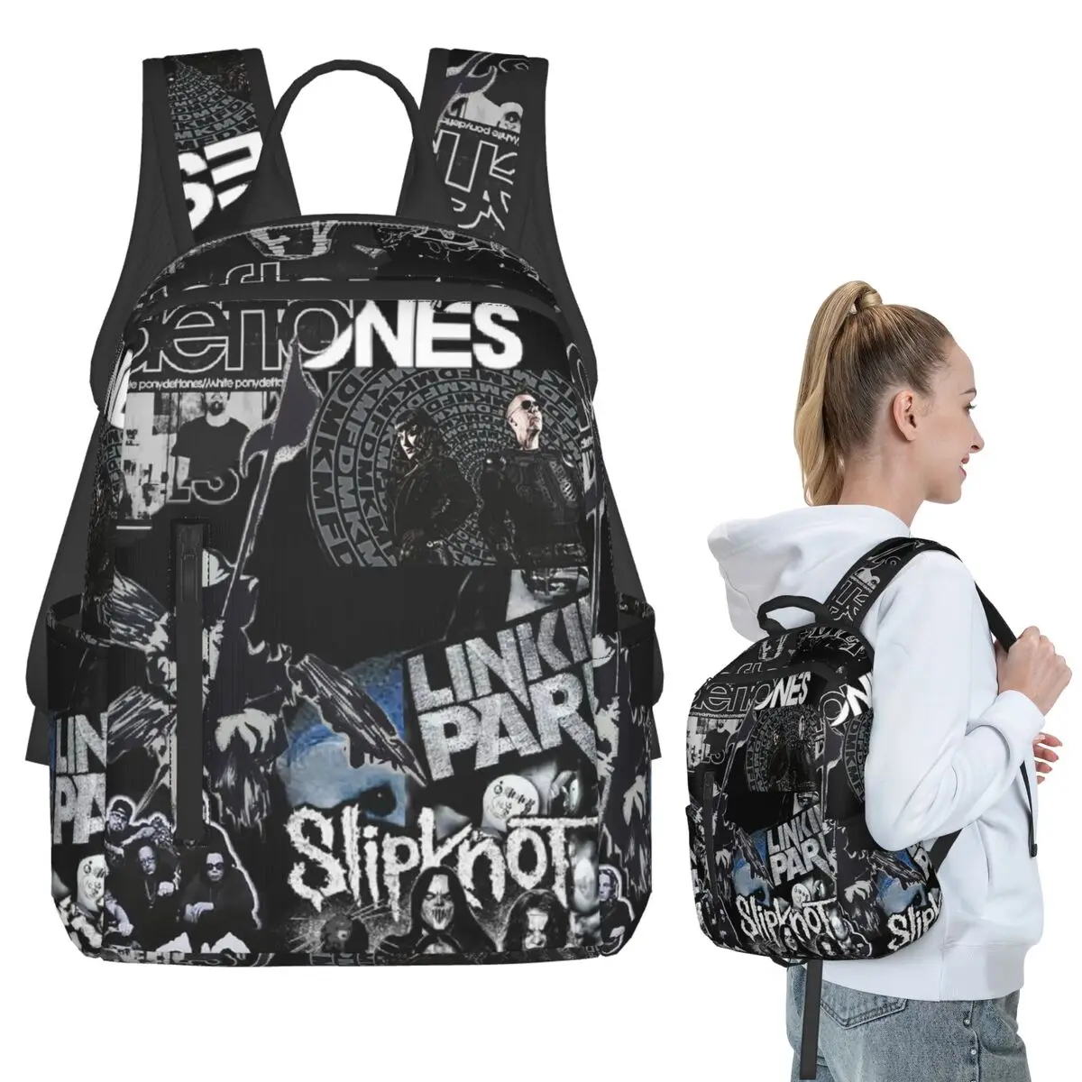 

Metal Punk Rock Deftones Backpack Student BookBag Kids School Bag Laptop Shoulder Bags Boys Girls