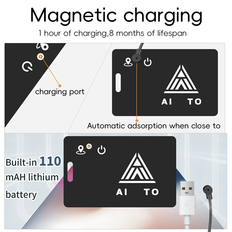 Para AIYATO cartera delgada rastreador de tarjetas carga magnética GPS etiqueta inteligente para Apple encontrar mi aplicación IOS llaves maleta bolsa localizador