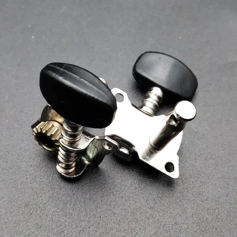 2R2L Nickel-Plated Ukulele Guitar Tuning Pegs Tuners Machine Head Black Knob