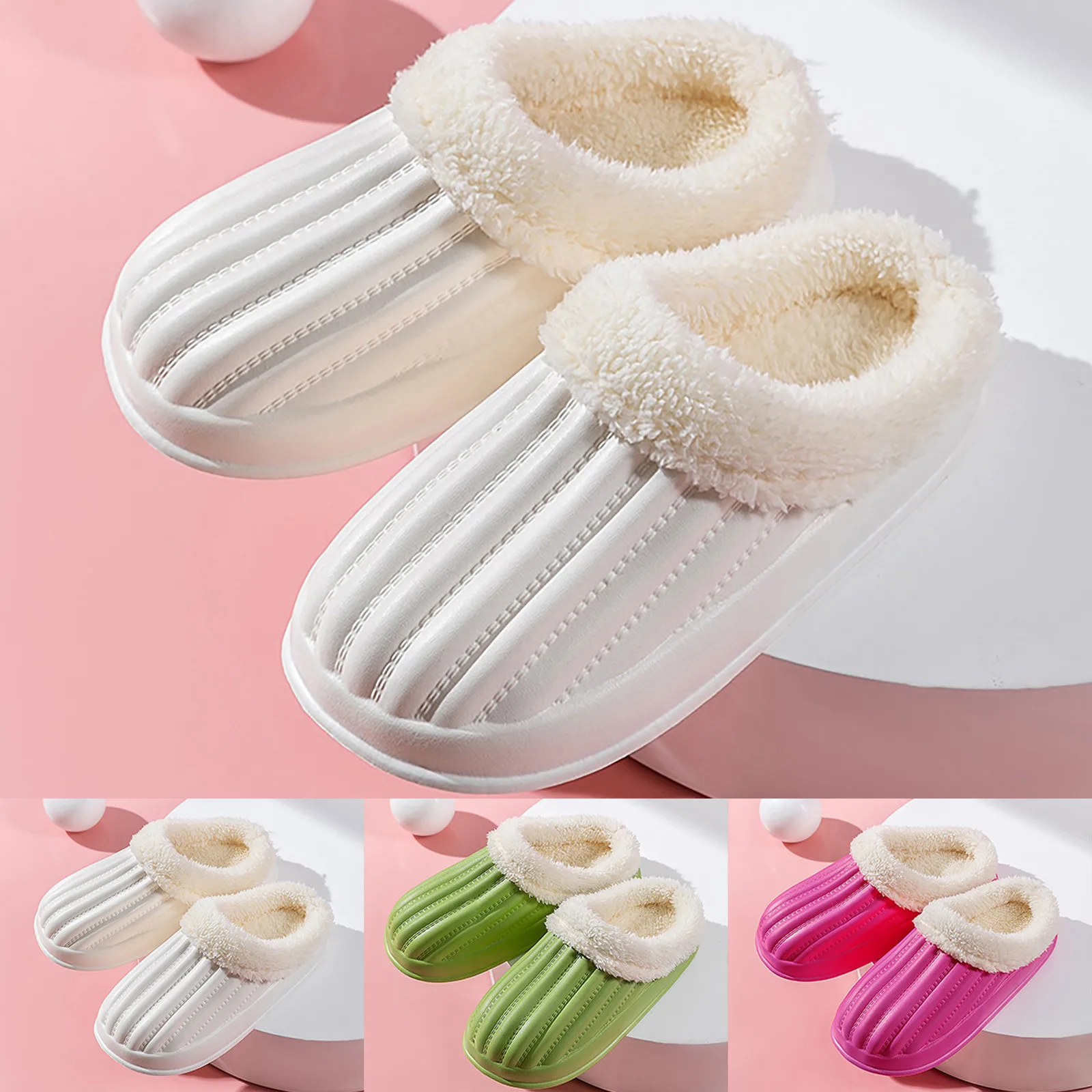 Waterproof Non-Slip Home Slippers Winter Warm Home Women Indoor Cotton Non-slips Ladies Soft Slippers Memory Foam Couples Shoes