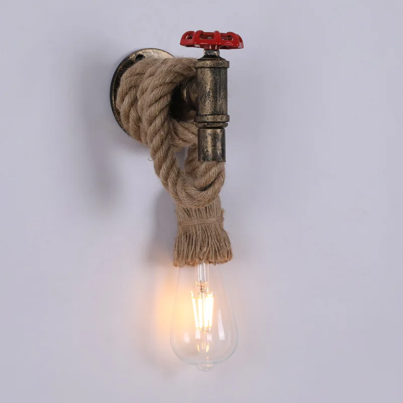 

Vintage Creative Hemp Rope Wall Lamp Cafe Restaurant Staircase Aisle Corridor Lamp Industrial Wind Faucet Modeling Light