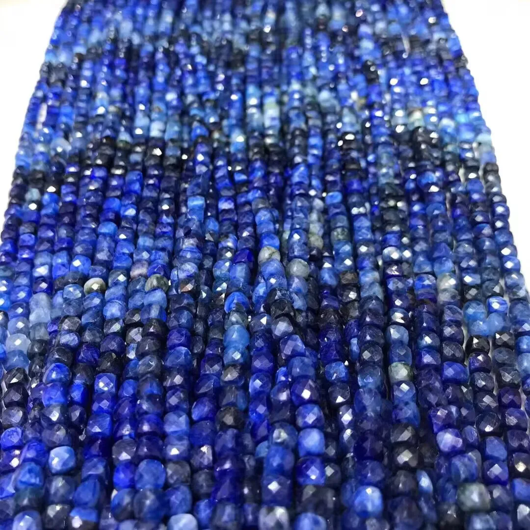 Kyanite square faceted Gradient blue 4-5mm 38CM for DIY jewelry making loose beads FPPJ wholesale nature gemstone 1string 3