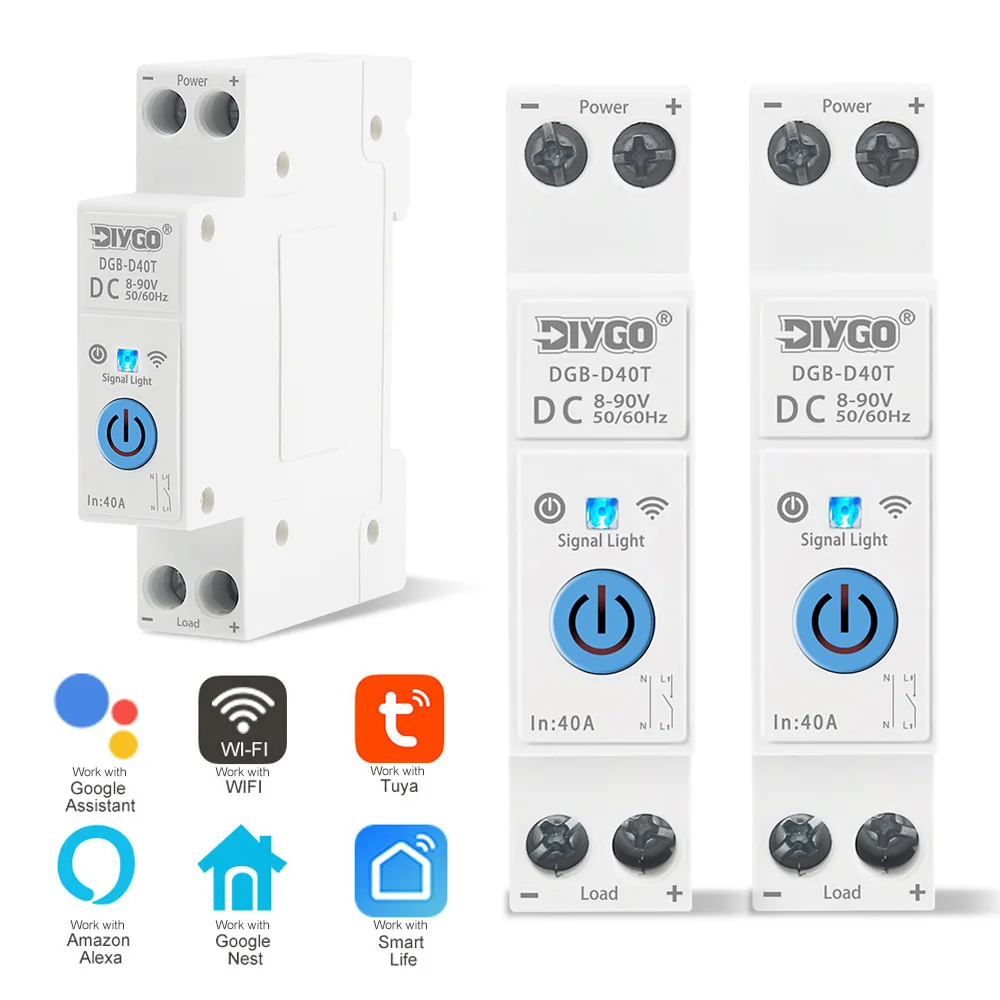 DC Smart WIFI Circuit Breaker No Metering Remote Control Real-Time Monitoring Relay Status Timer Work With Smartlife/TUYA App