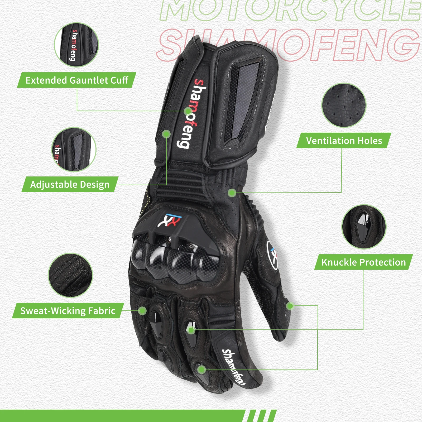 Motorcycle Gloves Carbon Fiber Safety Defense Motocross Gloves Touch-screen Outdoor Driving Guantes Moto Genuine Leather