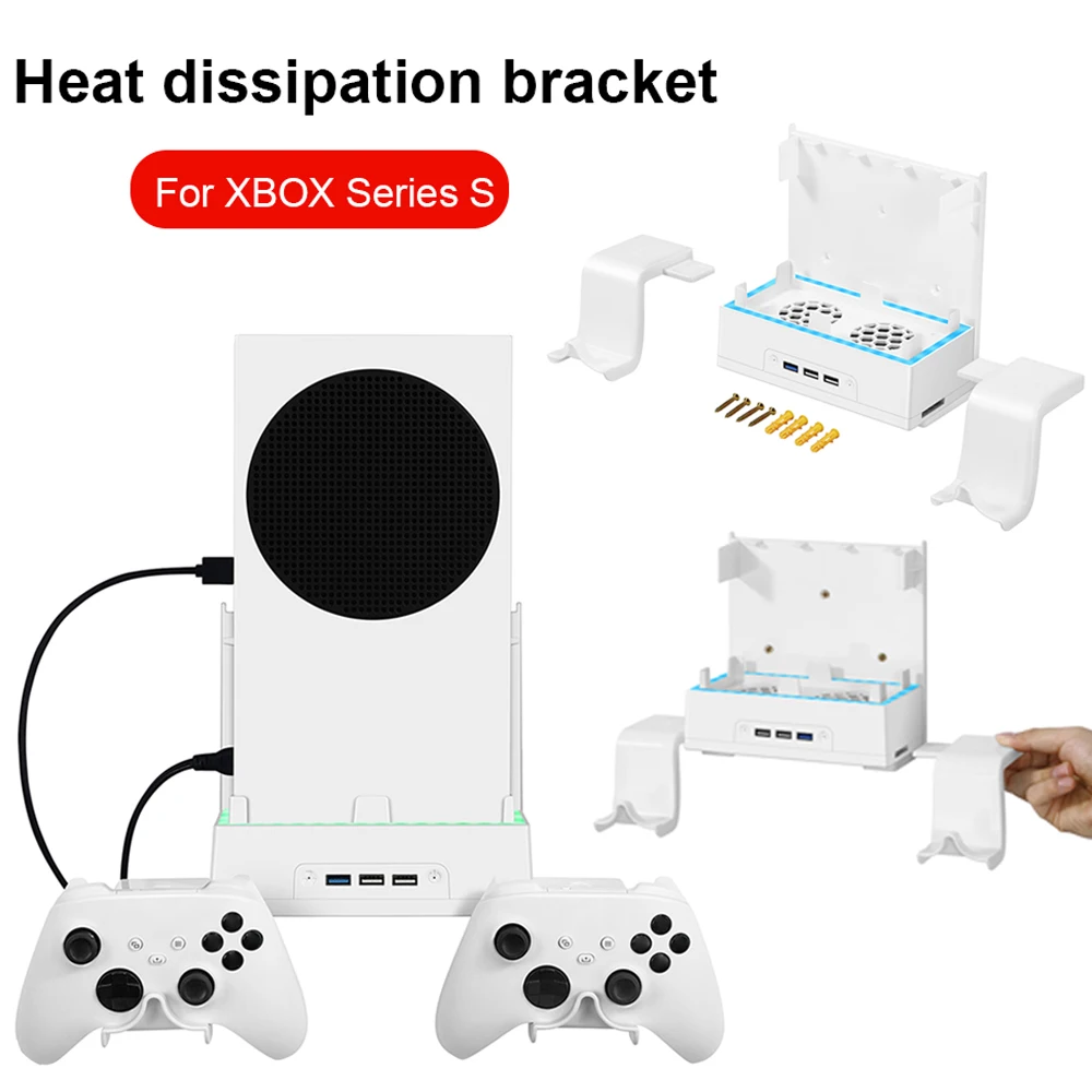 

Cooling Fan Stand For XBOX Series S Console Vertical Radiator Dock 7 Lighting Modes Console Cooling Fan Host Storage Holder