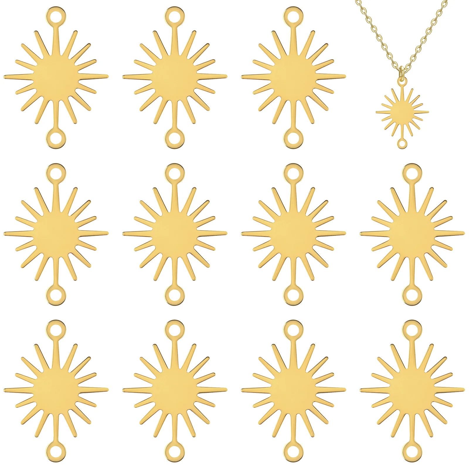 50 Pcs Sun Flower Pendant Sun-shaped Connectors Charms Pendants for Jewelry Making DIY Craft Dangle Alloy Links Earring
