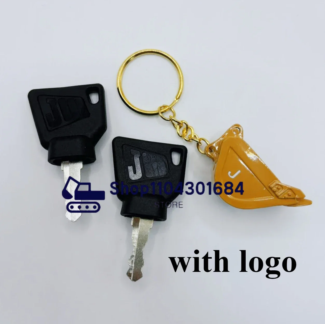 2 Piece Ignition Switch Starter Key for JCB 3CX  Bomag Excavator Fit Most Digger Replacement Parts with Keychain