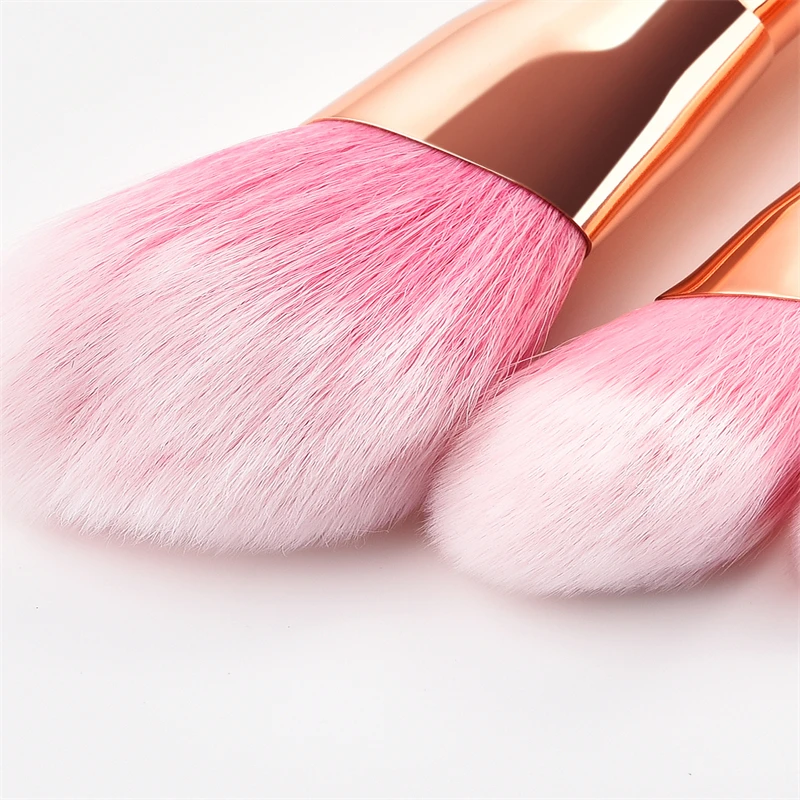 7 pcs/Set Gradient comfortable-handle soft fiber wool metal ferrule easy to clean face cosmetic brush kit