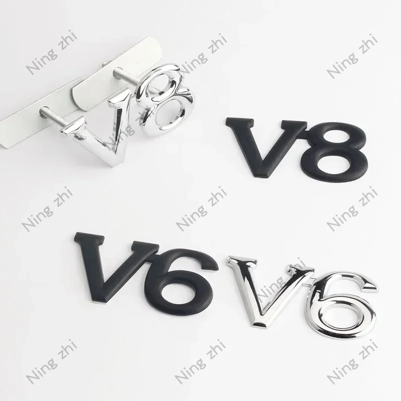 

3D Metal V6 V8 Logo Car Front Hook Grille Emblem Badge Sticker Decals For Toyota Camry Land Cruiser Highlander Accessories