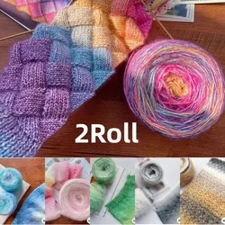 2Roll 250g/roll Colorful Gradient Rainbow Soft Warm And Comfortable Spun Yarn Baby Yarn Ball For Diy Hat Scarves Hand Weaving