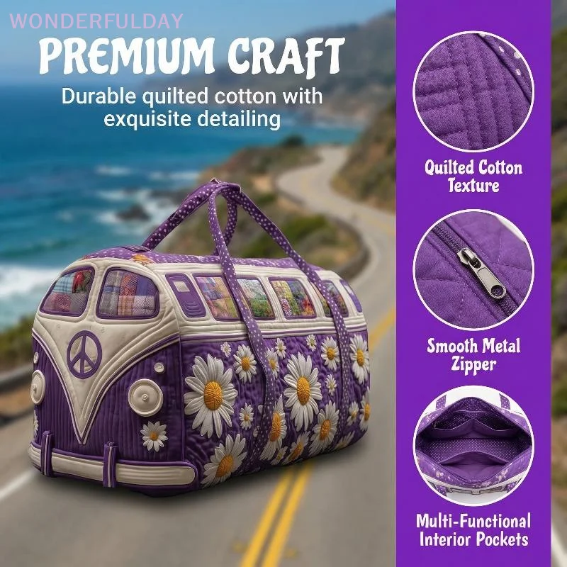 

Women 3D Quilting Craft Travel Duffel Bag Fashion Sun Mountain Forest Embroidery Handbag Outdoor Camping Tote Bags Fitness Pack