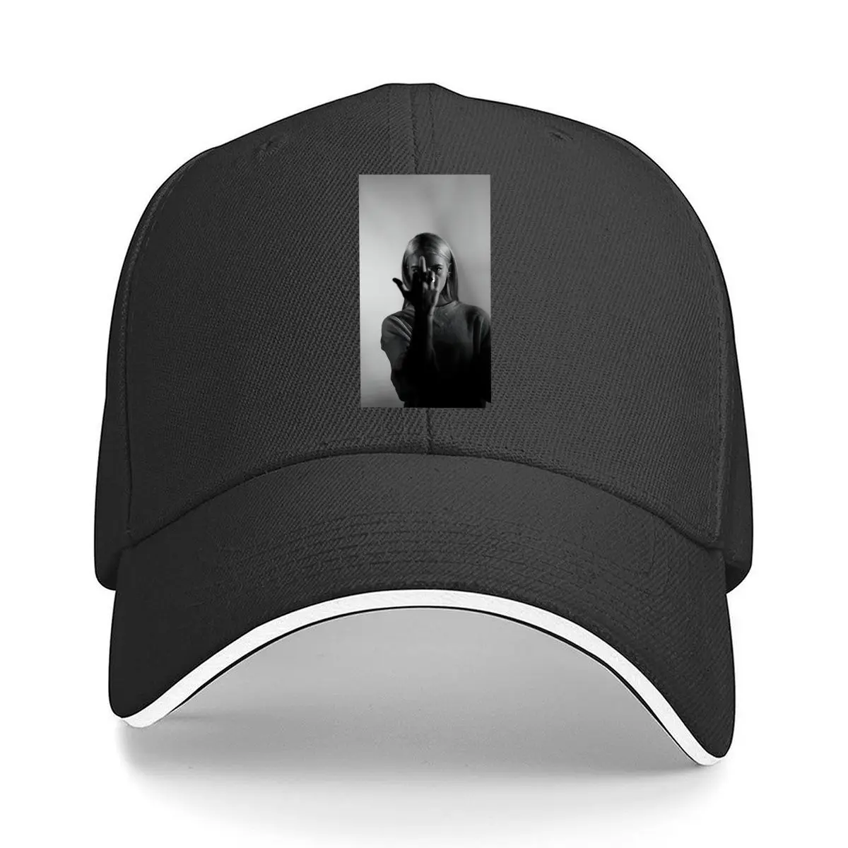 

Black White Portrait Bold Symbol Art Print Sandwich Baseball Cap