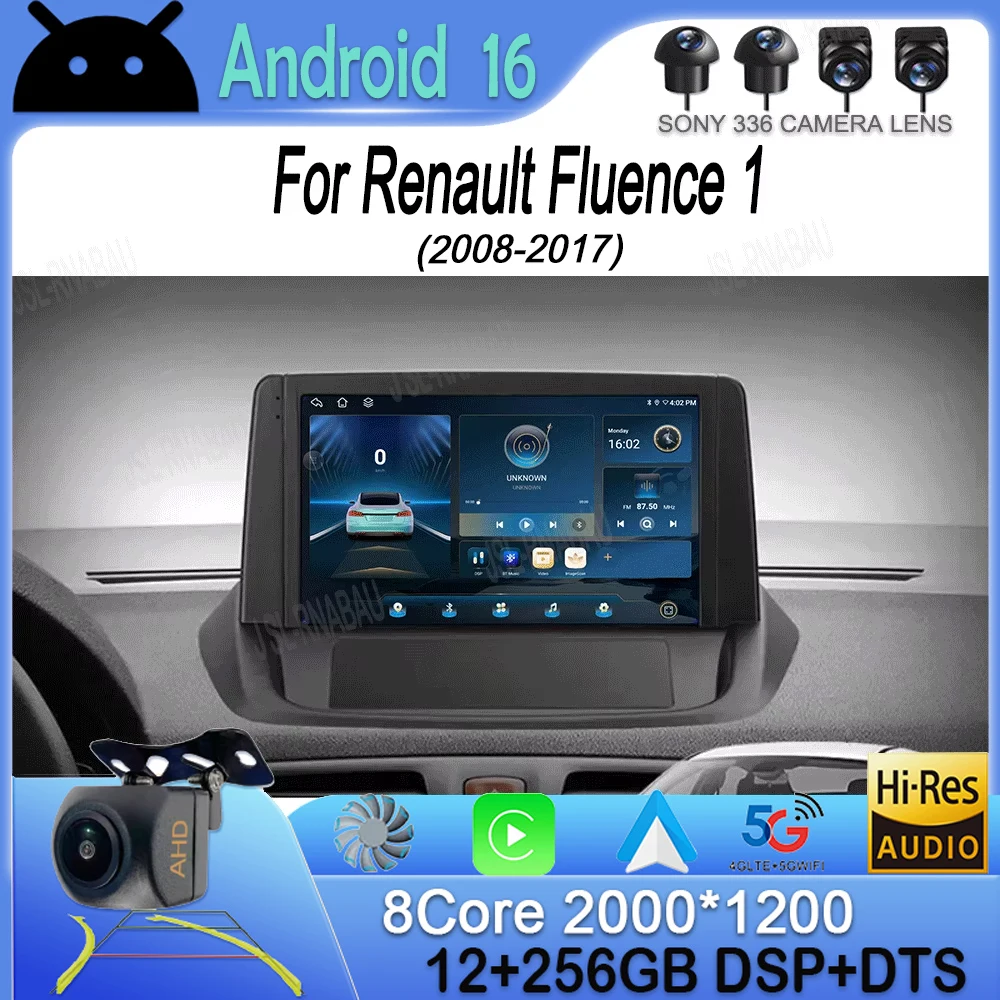 9 inch Android 16 For Renault Fluence 1 2008 2009 2010 2011 - 2017 Car Auto Radio Car Player GPS Navi QLED Screen 4G DSP Stereo