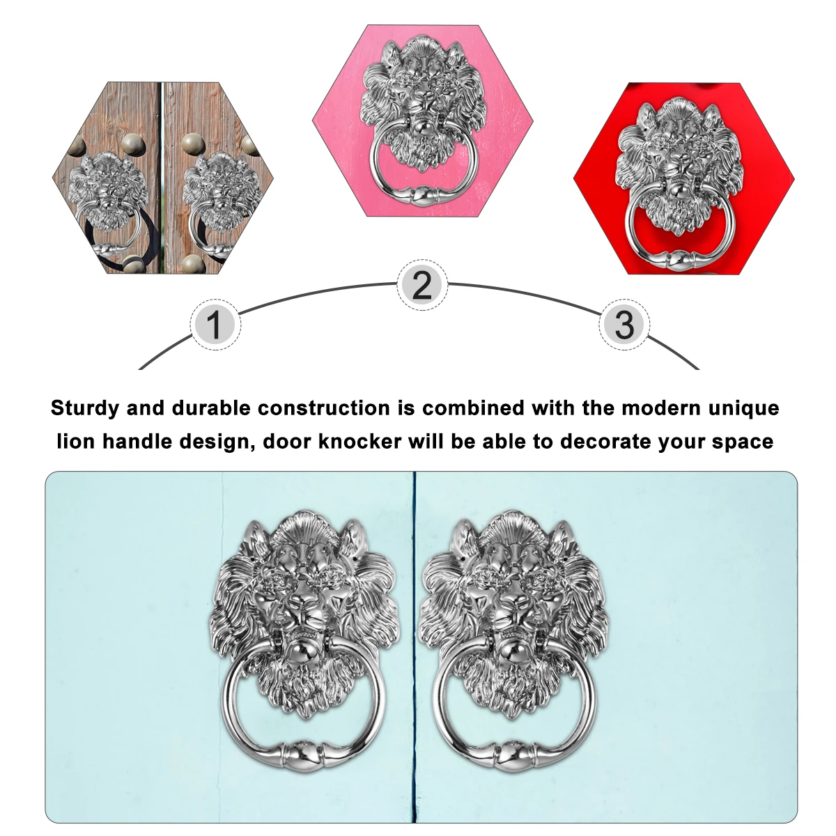 

Lion Head Zinc Alloy Vintage Handle Heavy Duty Entry Pull Ring Cabinet Drawer Cupboard Front Knobs Design