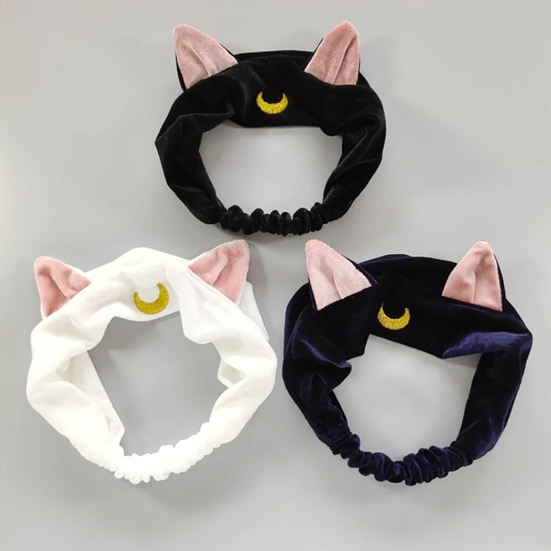 Anime Moon Luna Cat Ears Hair Band Hair Accessories Headband Cosplay Cartoon Cute Face Washing Clean Makeup Tool Lolita Headwear