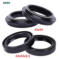 43x55x9.5/10.5 Fork Oil Seal 43 55 9.5 Dust Cover For Kawasaki ZR1200 ZRX1200 ZX1200 ZX-12R ZX12R ZZR1200 ZR ZRX ZX ZZR 1200 12R