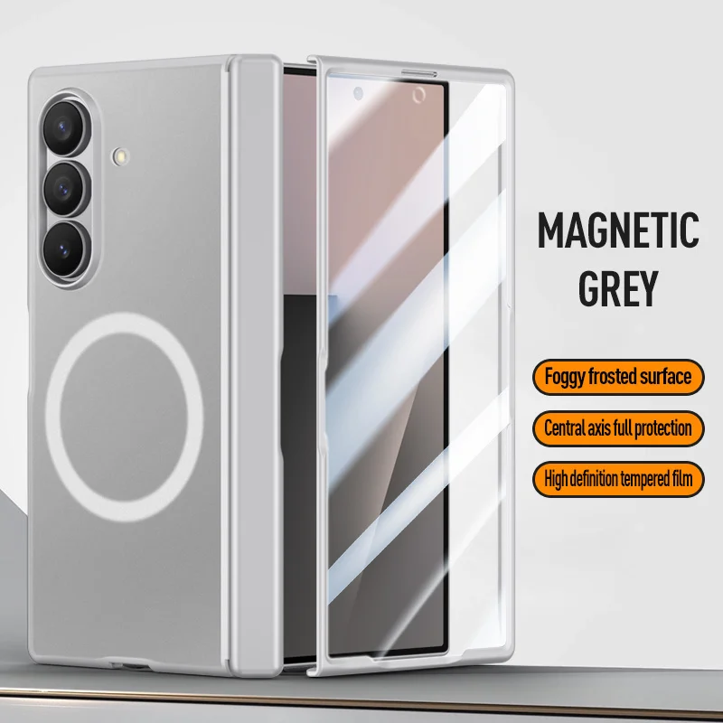 Для Samsung Galaxy Z Fold 7 5G с защитной пленкой для экрана для Magsafe, магнитная беспроводная зарядка, матовый противоударный чехол с петлей