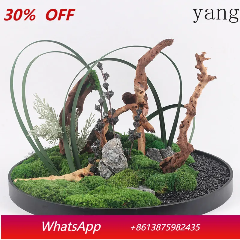 

LH New Chinese Immortal Moss Dry Branch Round Simulation Flower Art Green Plant Decorative Ornament