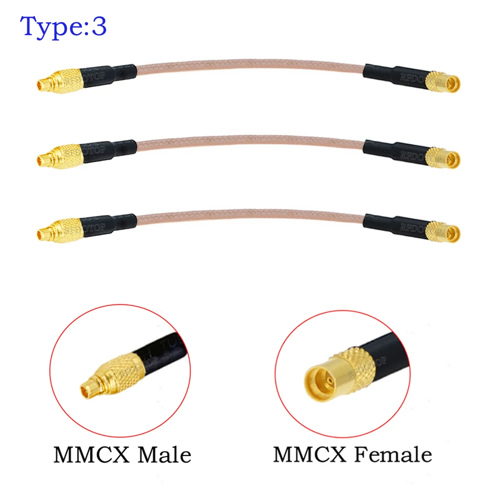 2 sztuk/partia MMCX męskie do żeńskiego złącza prostego/prostego 50 omów RG316 RF kabel koncentryczny Pigtail przedłużacz Coax