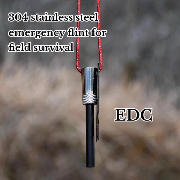 Traje de pedernal de alta calidad para supervivencia al aire libre, de acero inoxidable 304, para acampar, senderismo, artefacto de fuego, equipo EDC de supervivencia de primeros auxilios