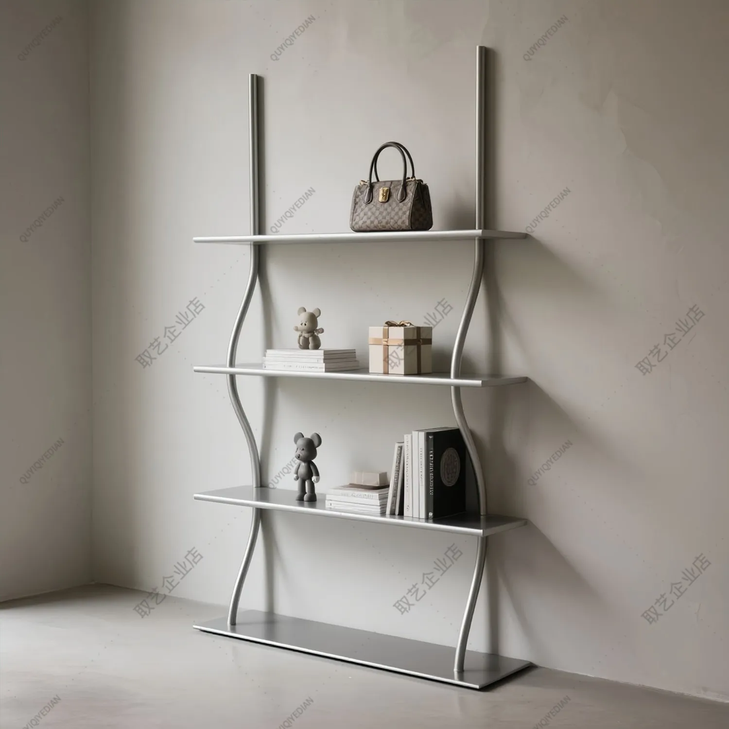 Stainless steel bookshelf shelf floor-to-ceiling Nordic simple office porch partition multi-layer display shelf display shelf
