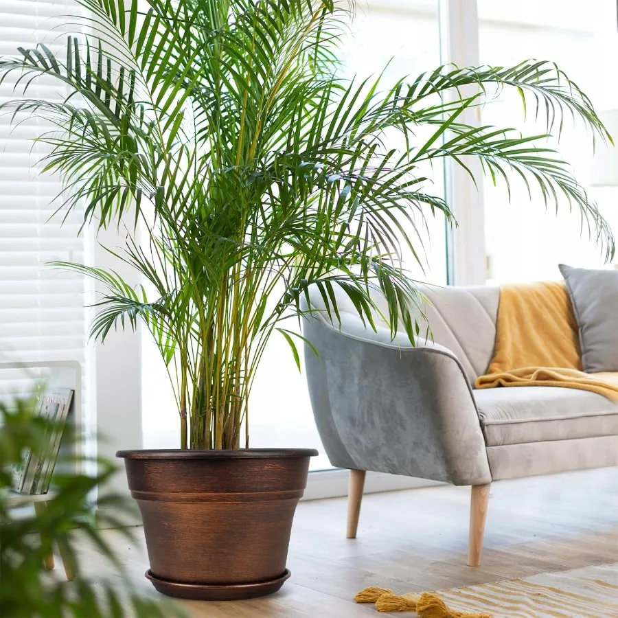 10 بوصة المزارعون أواني النباتات داخلي في الهواء الطلق 4 حزمة أصيص زهور بلاستيكي للنباتات الداخلية مع ثقوب الصرف صواني الراتنج الديكور #2