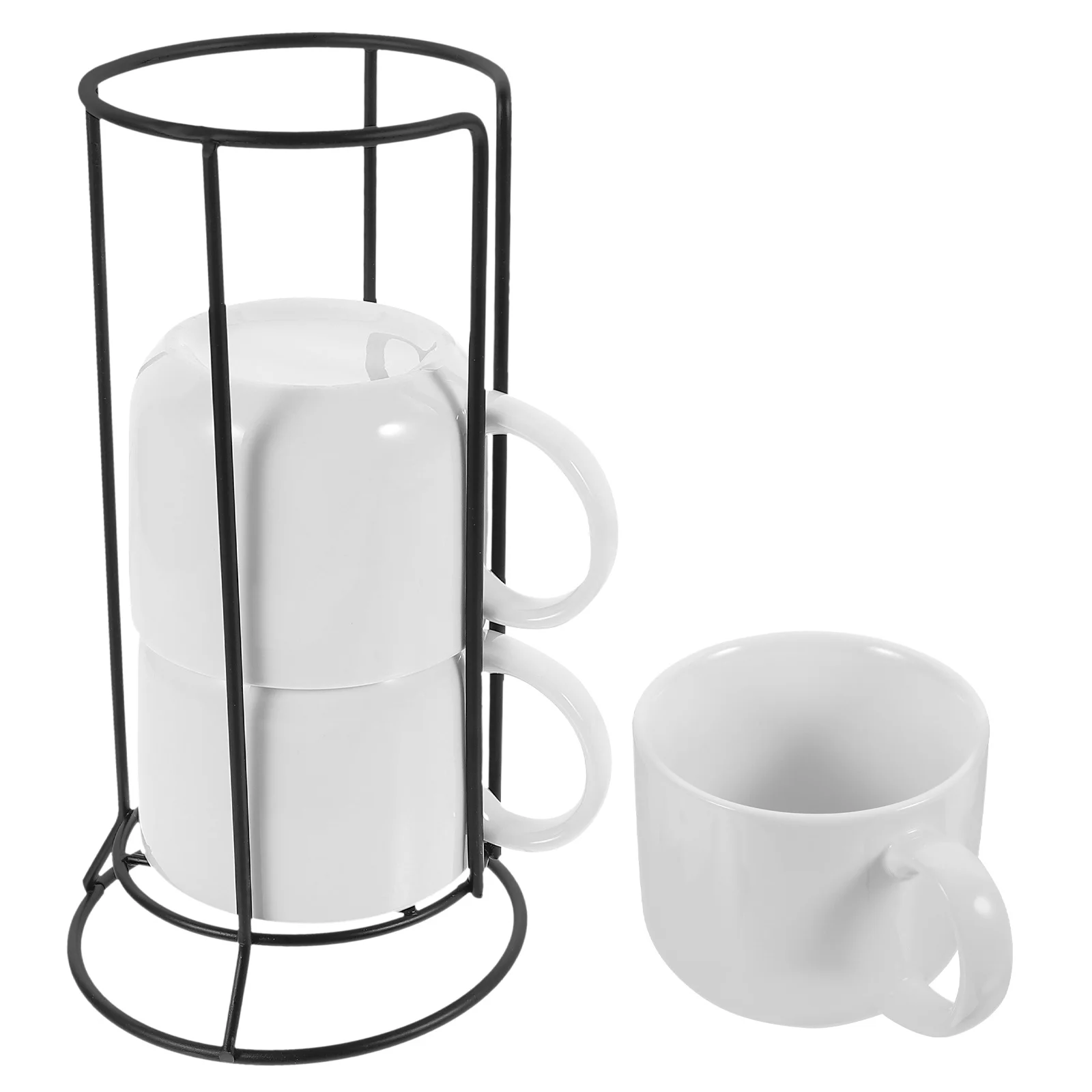 

1 Set Of Ceramic Mug With Stand Simple Sturdy Smooth Edge For Home Office Coffee Shop Bakery Restaurant Use Latte Tea Coffee