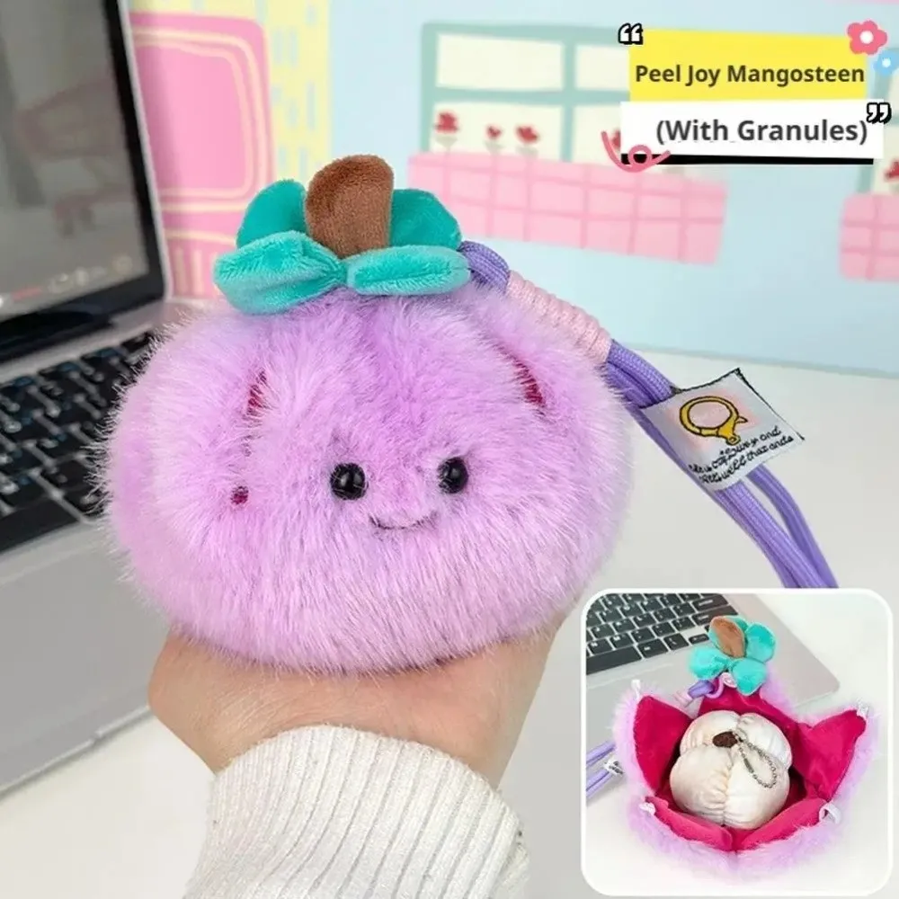 Peelable Design Fruit Plush Toy Furry Texture Kawaii Style Simulation Food Toy Pendant Style Stress Relief Fidget