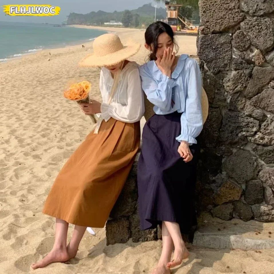 Estilo japonês coreia chique topos verão feminino manga alargamento camisa blusa estilo preppy meninas doce bonito rosa babados retro vintage topo