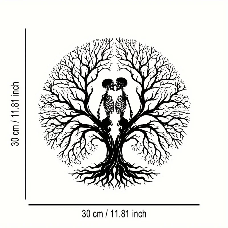 Elegant and Simple Couple Skull Metal Wall Art - Modern Iron Art Signboard 1PC