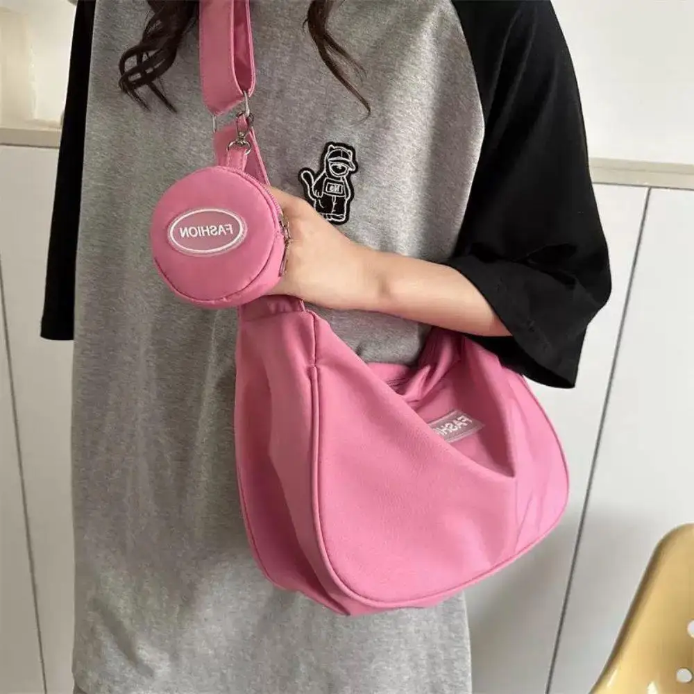 

Сумка через плечо в стиле Харадзюку для колледжа, однотонная сумка через плечо большой вместимости, оксфордская модельерская сумка с кошельком для монет, новинка