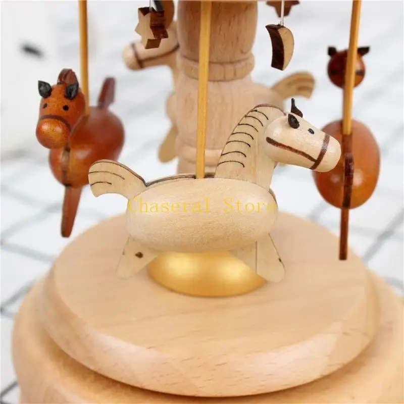 E7CE CLOCKWORK Musical Box Toy Wooden Music Box Music Carousel DECARE DELLA delicata Desktop Decor Regalo per l'anniversario