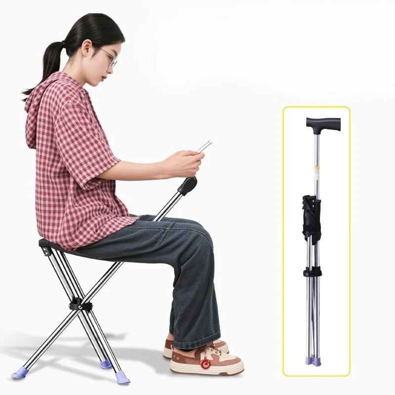 Hiking poles can sit on elderly crutches chairs Tourist parks Portable folding stools with chairs