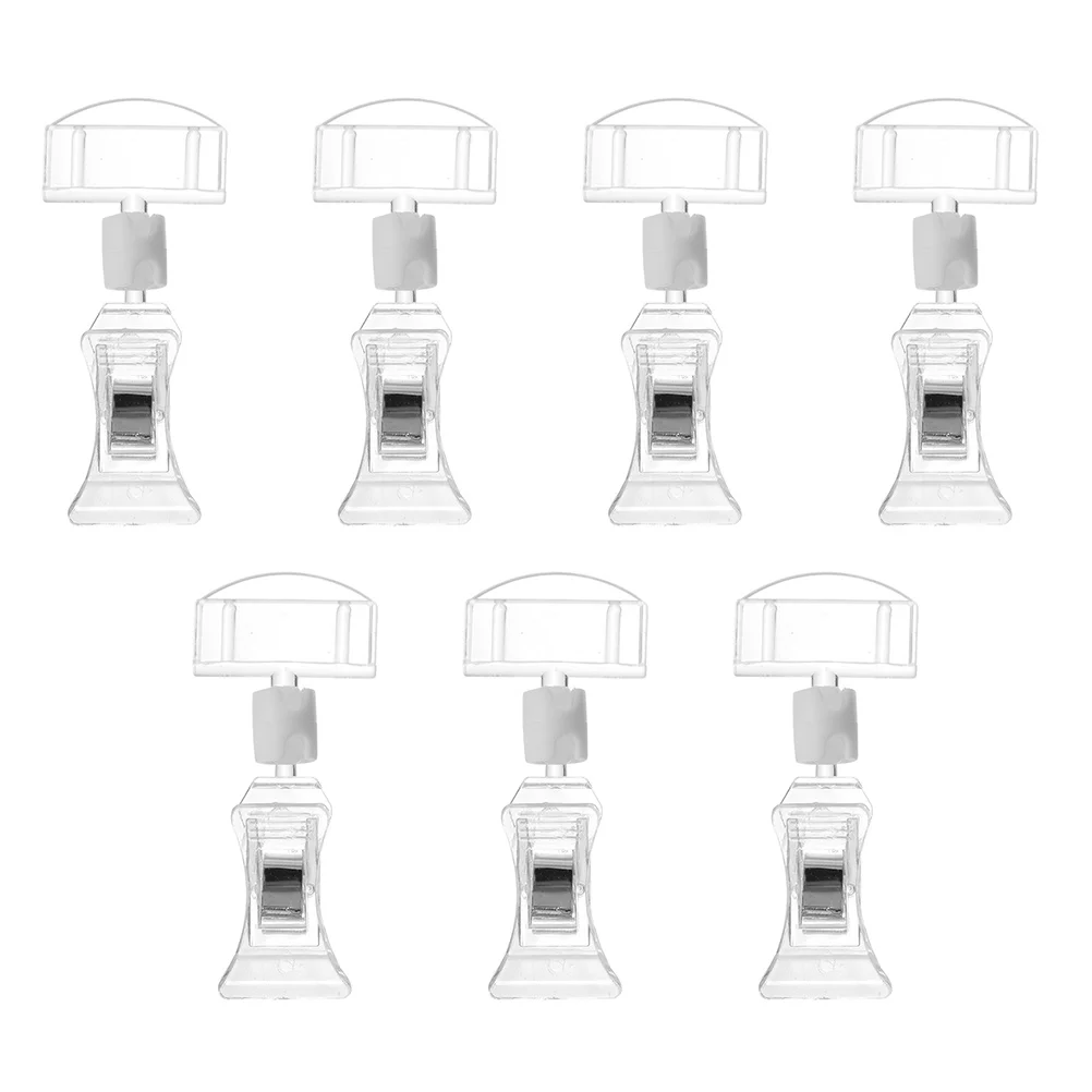 7Pcs Label Holder Display Stand 360 Degree Rotatable Acrylic Price Tag Clip for Desk Shelf Market Sign Advertising Rack