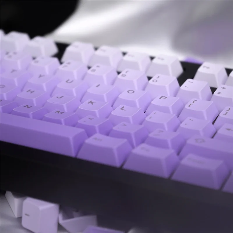 Imagem -04 - Material Pbt Teclado Mecânico Keycaps Top e Side Gravado Sublimação de Tintura Gradiente Roxo Perfil Cereja 125 Chaves