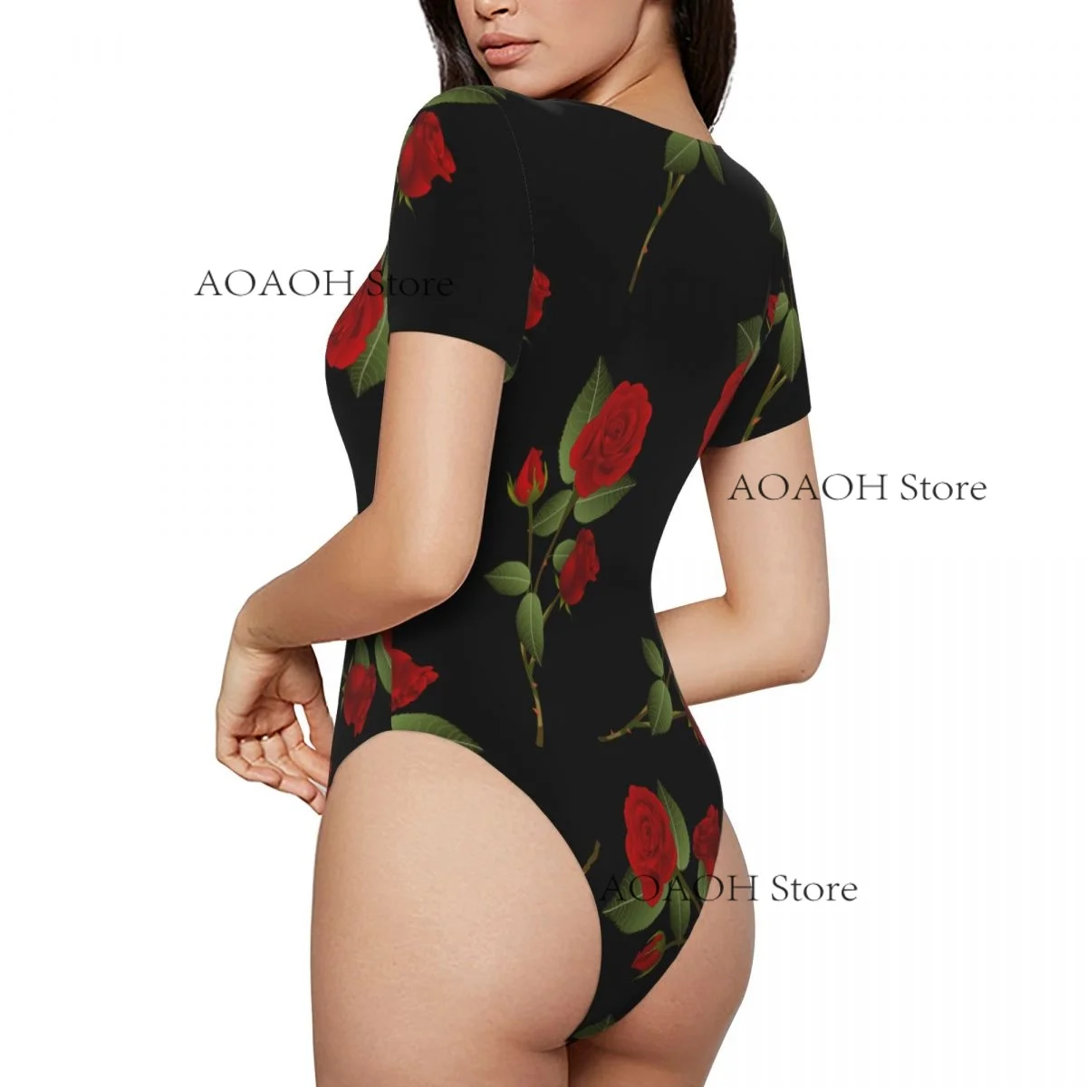 

Woman Slim Bottoming Jumpsuit Female Short Rose Jumpsuit Bodysiut Sexy Clothes